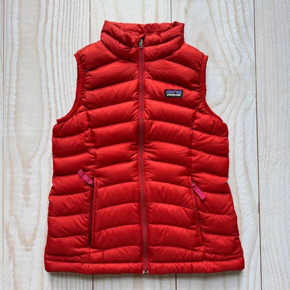 Patagonia Girls Duck Down Insulated Puffer Sweater Vest Size Small Red - Picture 1 of 7